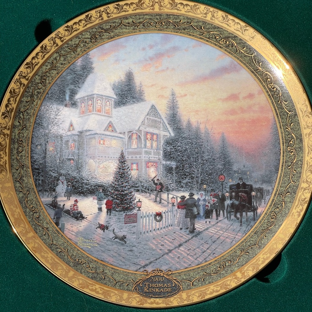 Bradford Exchange Art Thomas Kinkade Victorian Winter Christmas Plate